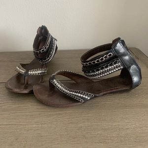 Gladiator rhinestone chain sandals flip flop